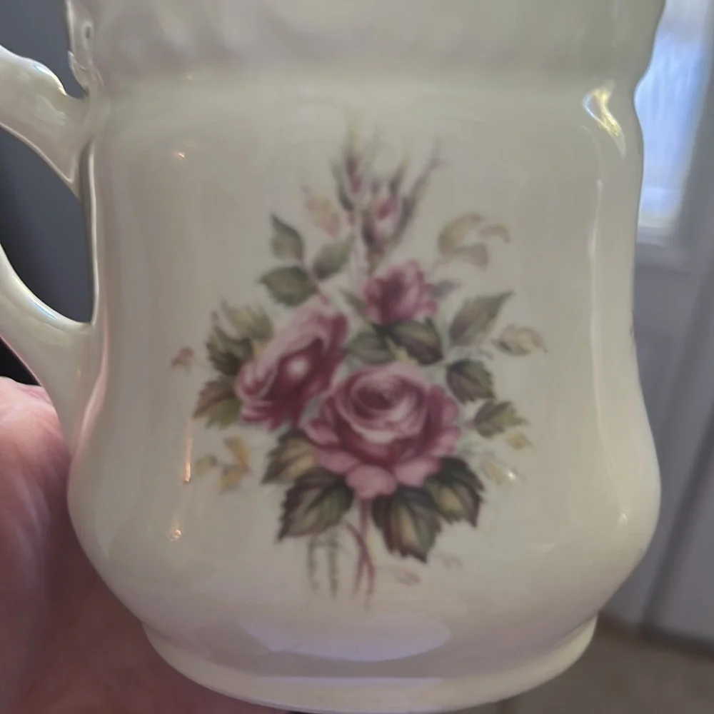 Vintage Collectable ATHENA Pink/Burgundy Roses SHAVING MUG Set. Or toothbrush